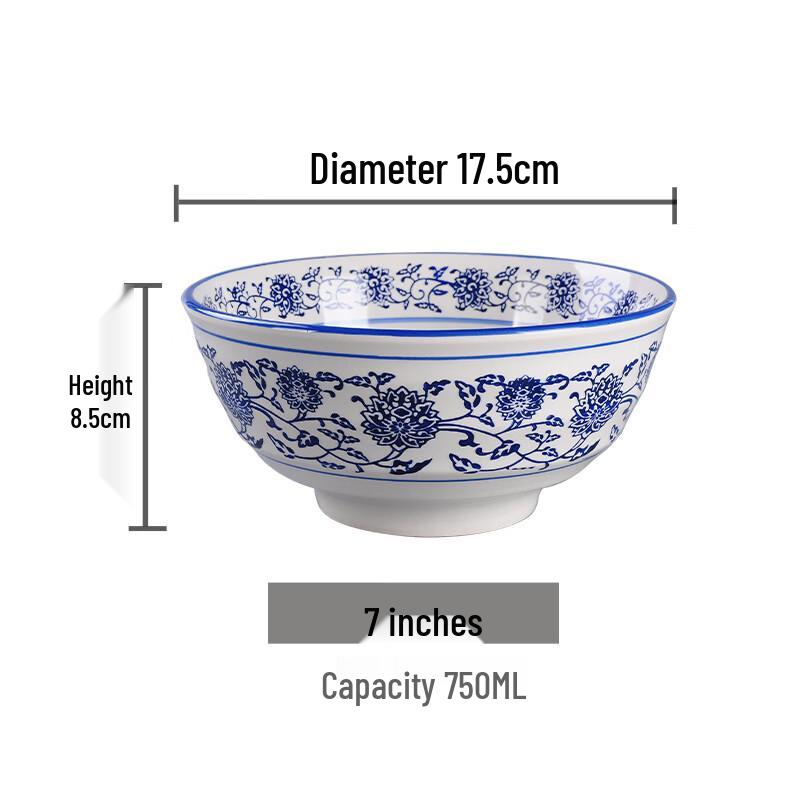 Abay Blau-Weiß Porzellan Nudelschüssel Set