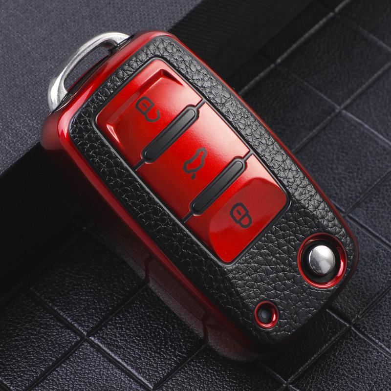 3 Buttons Key Case for Volkswagen Polo Tiguan Passat Golf Jetta Lavida Tpu Leather Protection Shell Bag for Skoda Octavia Seat