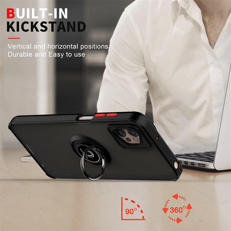 Armor Magnetic Ring Bracket Case For Motorola Moto G22 G32 G52 G72 G13 G23 G53 G04 G24 E14 G34 G54 G84 Hard PC Matte Back Cover