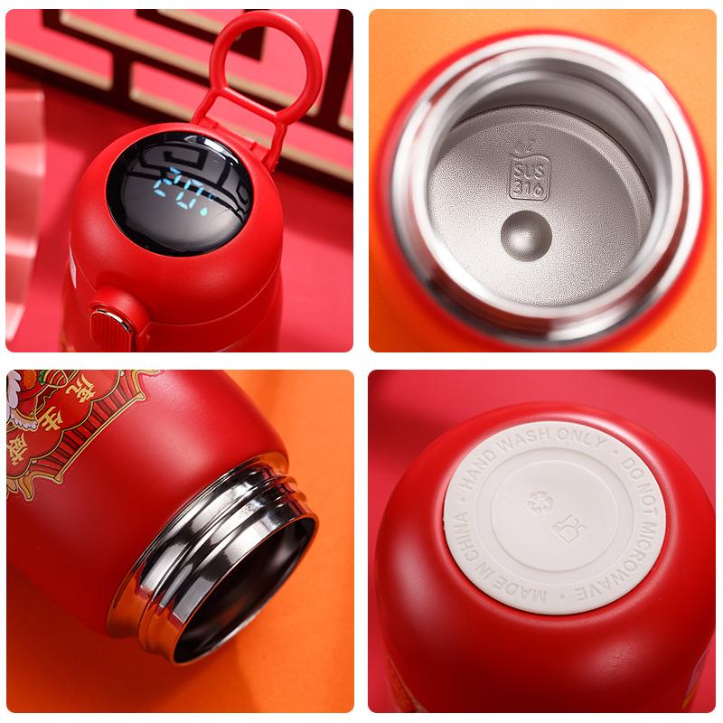 Large Capacity Intelligence Thermos Cup 420ml Vacuum Flasks Portable Stainless Steel Thermos Cup Water Bottle Travel Tea Mug Office Thermos Cup