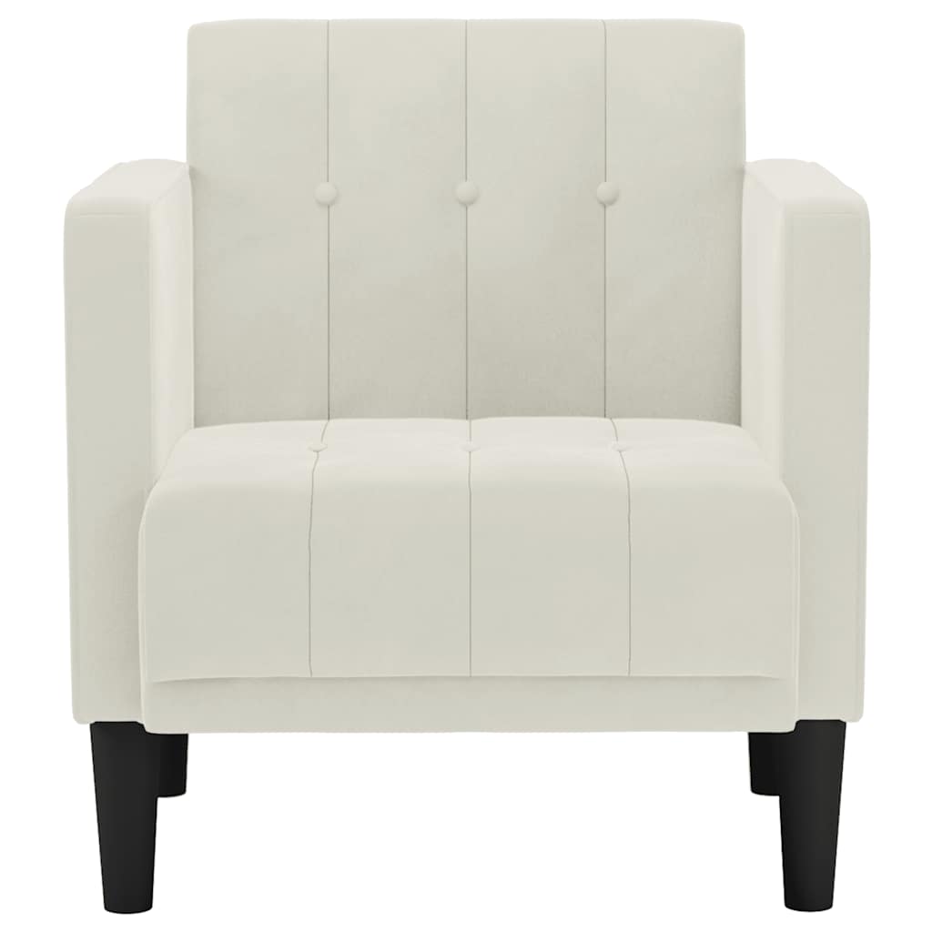 Cream Velvet Armchair with Armrests