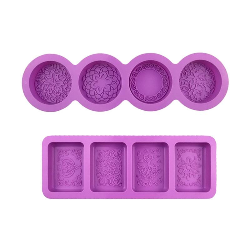 Flower Pattern Silicone Mold For Soap Making Supplies Rectangle Round Bath Bombs Mooncake Candle Chocolate Kitchen Baking Tool