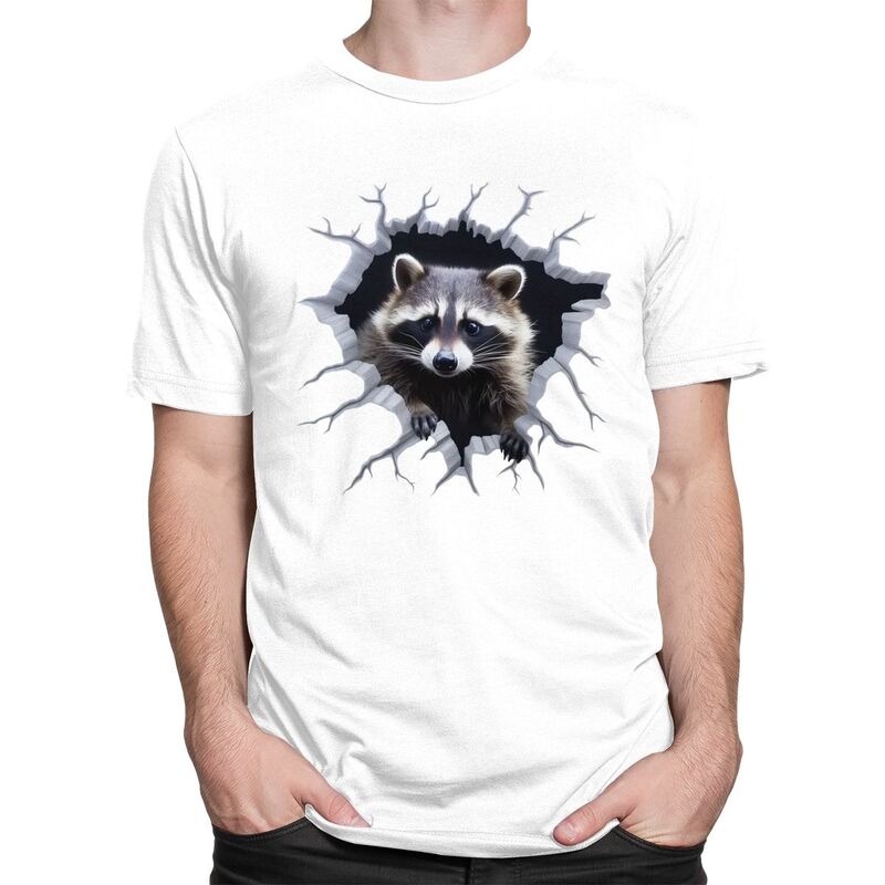 Custom Funny Raccoon T Shirts Men 100 Cotton Tee Tops Tshirts Casual Tshirt Clothing