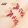 Mysterious Fashion Jewelry Gothic Blood Drop Choker, Layered Faux Pearl Necklace, Red Tassel Spooky Party Earrrings, Punk Style Vampire for