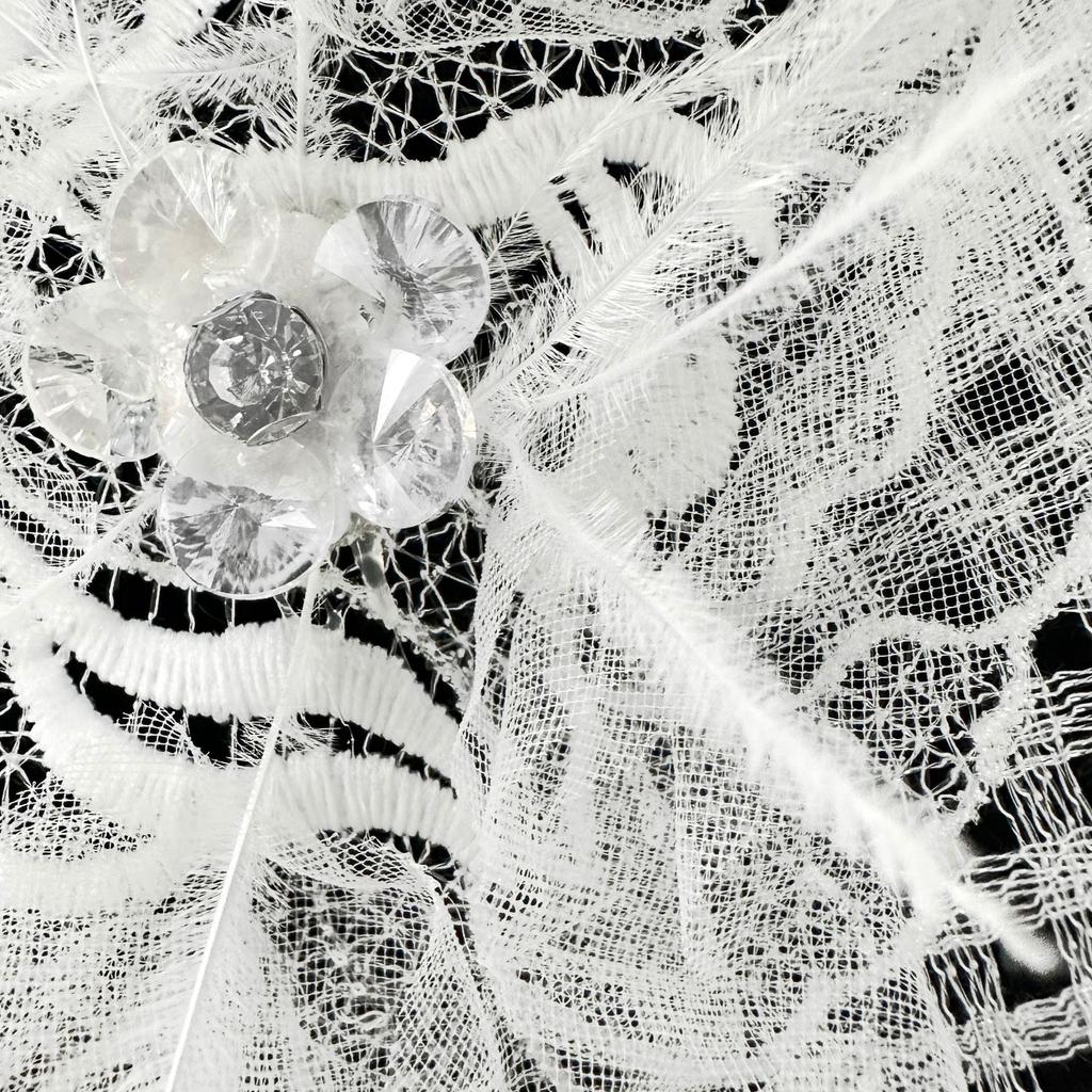 White Lace Feather Bead Embroidery Decal Clothing Luggage Dress Hair Accessories Decorative Cloth Stickers Accessories