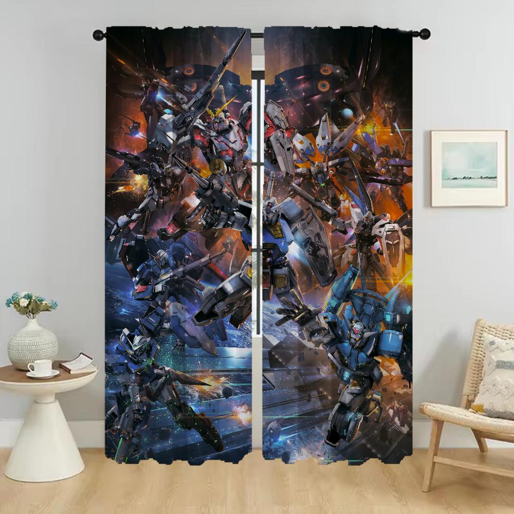 Gundams Home Interior Curtains for Living Room Window Curtain Tulle for Bedroom Shades Halloween Decoration Curtains 2 Pieces