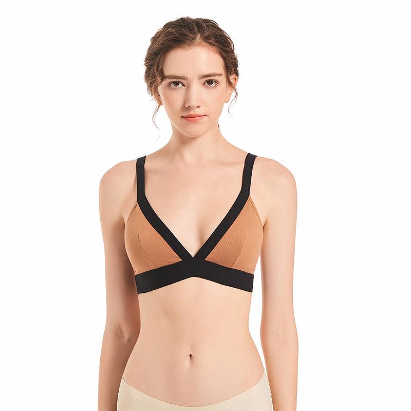 

Контрастный цвет Треугольная чашка Без косточек Нижнее белье Бретелька Бюстгальтер Тренд Простой Повседневный После Новой Пряжки L абрикосовый