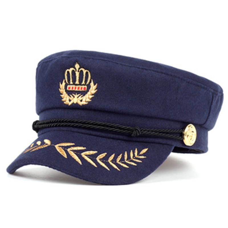 Vintage Warm Hat Men Women Autumn Winter Flat Military Berets Captain Adjustable Sailor Caps Navy Cap Hats