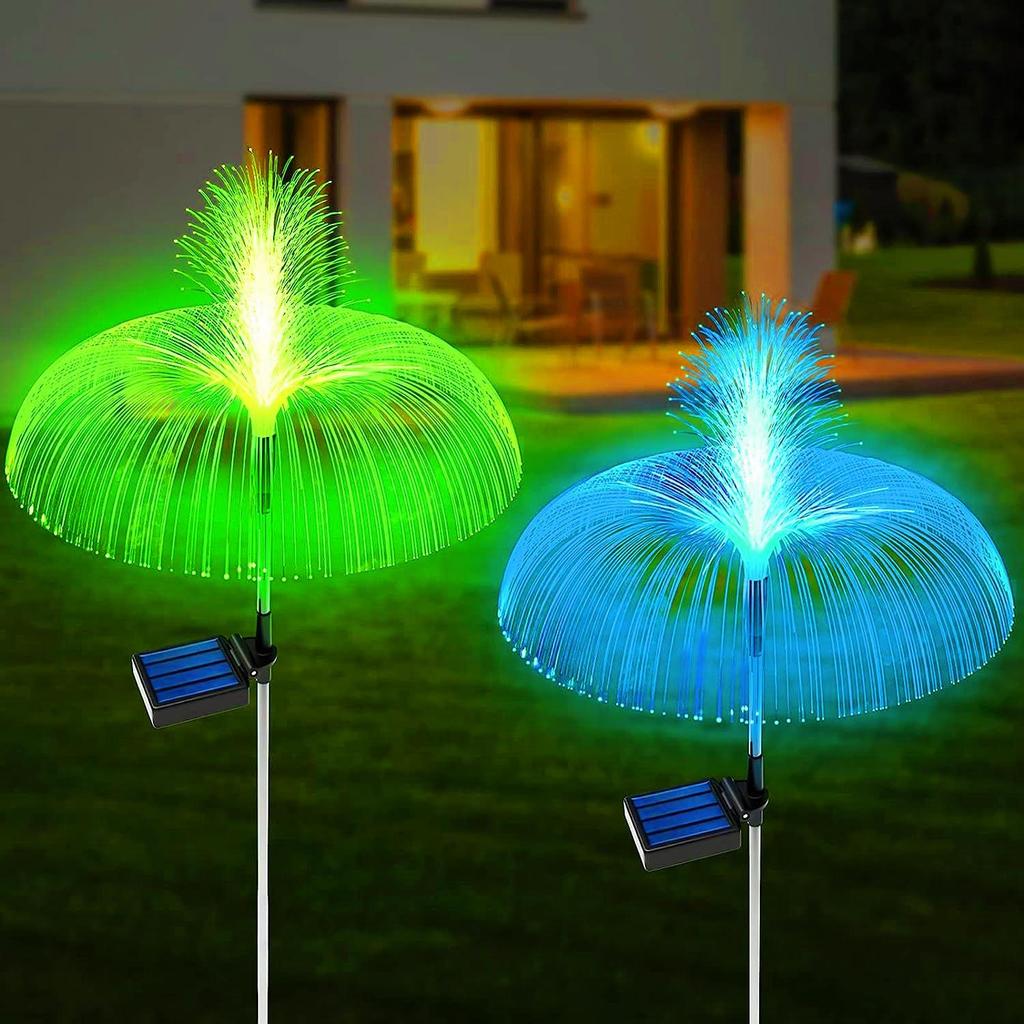2pcs Jellyfish Shaped Solar Garden Lights 7 Color Variations