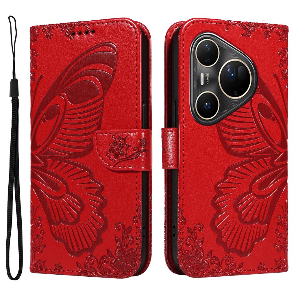 For Huawei Pura 80 Ultra Case Butterfly Pattern PU Leather Folio Flip Phone Cover
