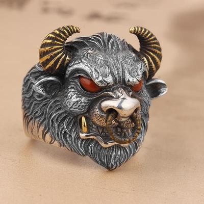 Bull Head Ring with Domineering Creativity, Simple and Atmospheric Hip-hop Punk Style Ring
