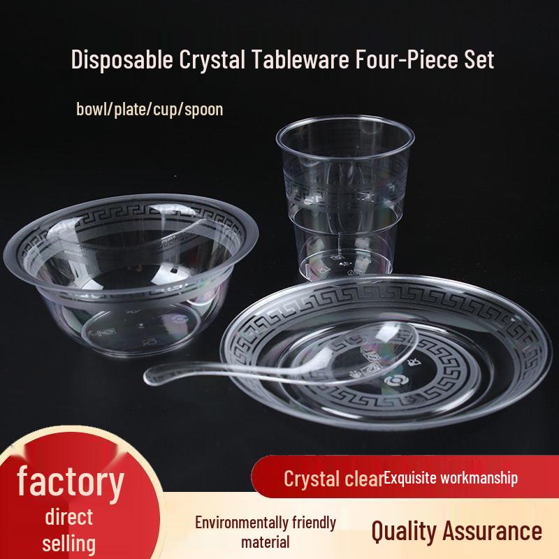Disposable 4-Piece Plastic Tableware Set