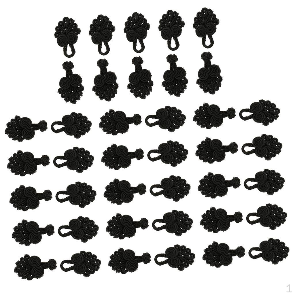 20 Pairs Chinese Knot Frog Buttons With Beads For Cheongsam
