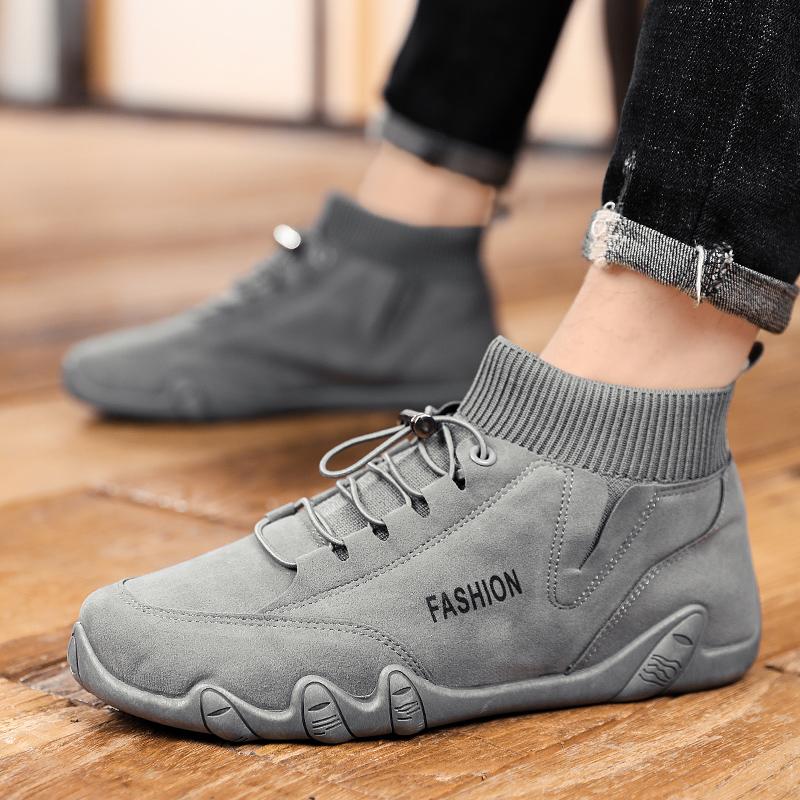 New Men Boots Autumn Luxury Ankle Boots Casual High Top Socks Shoes Comfortable Flat Bottom Loafers Male Sneakers Shose for Men