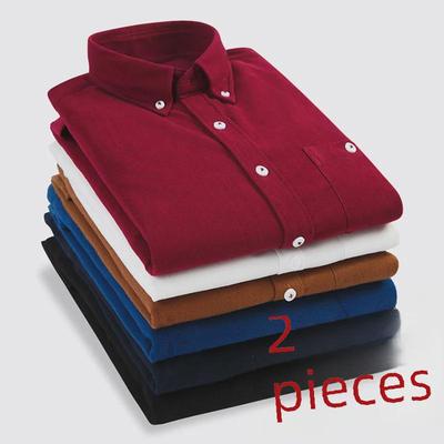 Camisa Masculina Slim-Fit de Veludo Cotelê Manga Longa - Versátil Business Casual para Primavera e Outono