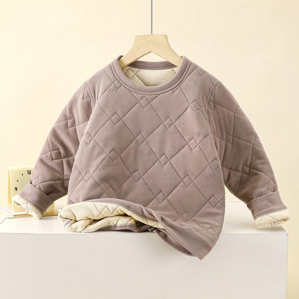 School Uniform Artifact, Children's Warm Underwear with Thick Velvet, Men's Autumn Clothes, Women's Clothing, Warm Clothes for Autumn and Winter