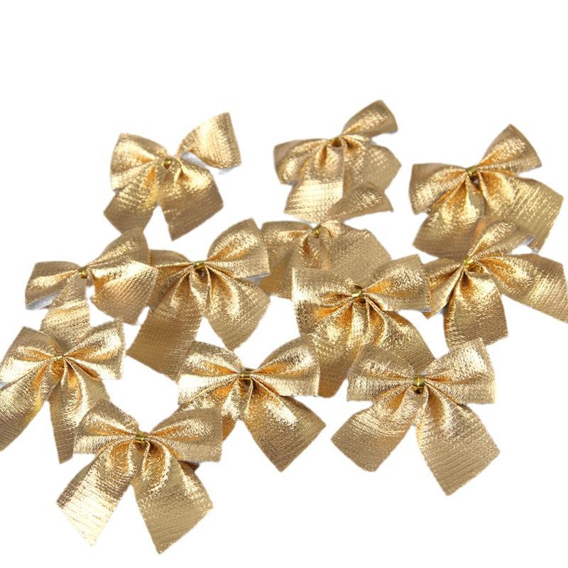 12-teiliges Weihnachtsbaumschmuck-Set: Rote, goldene, silberne dekorative Schleifen