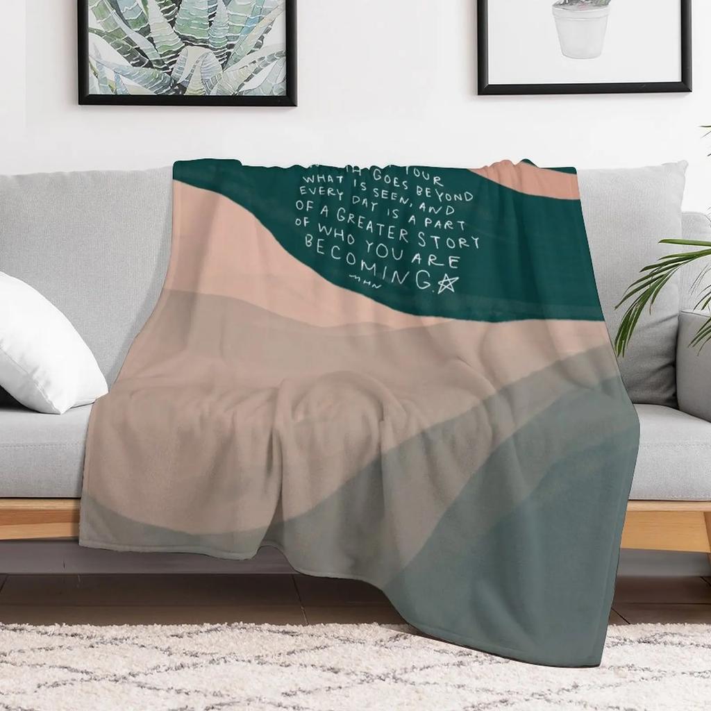 Who You Are Becoming - Inspiring Positive Quote With Mountain And Moon Throw Blanket Compact Warm Blanket For Car Road Trip