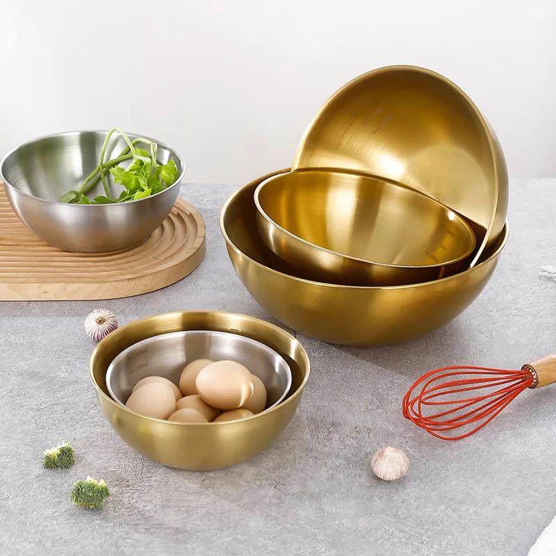 Stainless Steel Salad Basin Mixing Bowl Household and Scale Cooking Kitchen Knead Dough Cooking Baking Cream Style Tableware