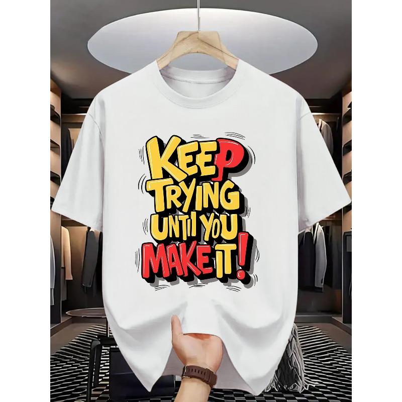 European sizes Men'S Summer Fashion T-Shirt with a Round Neck And Short Sleeves Featuring a Printed Letter Design