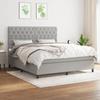 Maison Exclusive - Bed Slatted Base with Mattress Light Grey 160x200cm Fabric