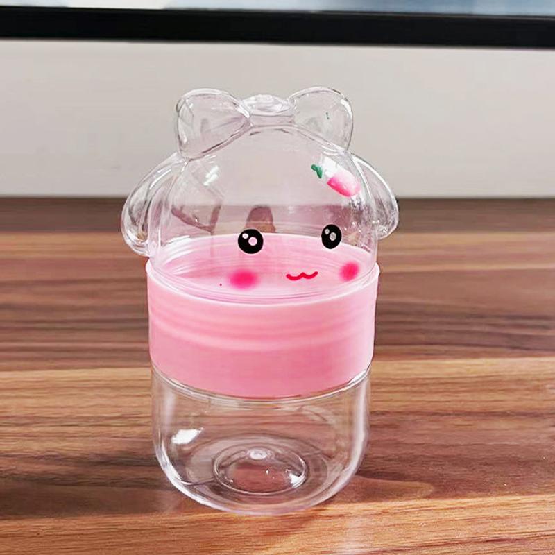 1Pcs Cartoon Rabbit Plastic Bottle Transparent Pet Food Grade Candy Bottle Random Color