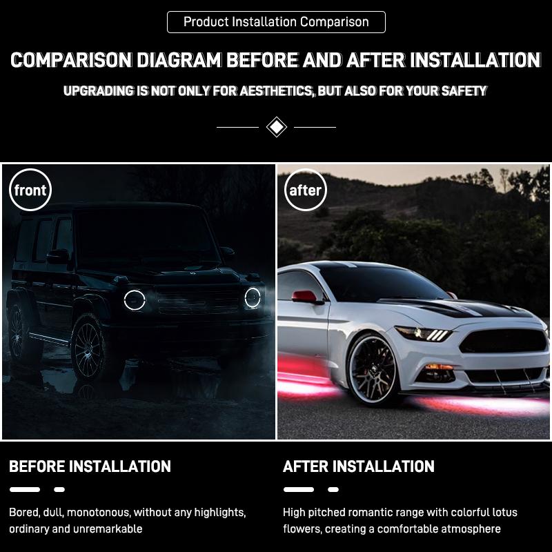 Car Flexible Underglow Strip Light LED Underbody Chassis Light APP Remote Control RGB Neon Auto Atmosphere Decoration Lamp