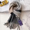 100 pure cashmere scarf men's autumn and winter black and white plaid thickened men's scarf man dad gift