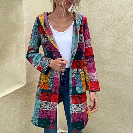 Γυναικεία Πλεκτή Ζακέτα με Κουκούλα και Πλαϊνές Τσέπες, Μακρυμάνικη, με Φερμουάρ, Καθημερινή, με Πλαϊνό Σχέδιο, Χριστουγεννιάτικη, Αποκριάτικη, για Καθημερινή Χρήση, για Πάρτι