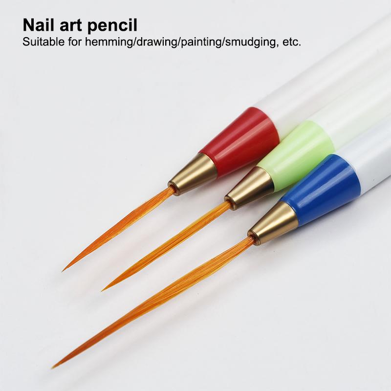 Nagelpenselpenna 3 st/set Nageldekorationslinjepenslar Set Förlängd Striping Ritning Professionell UV-gel Nageldekorationsmålningspenna Manikyrtillbehör