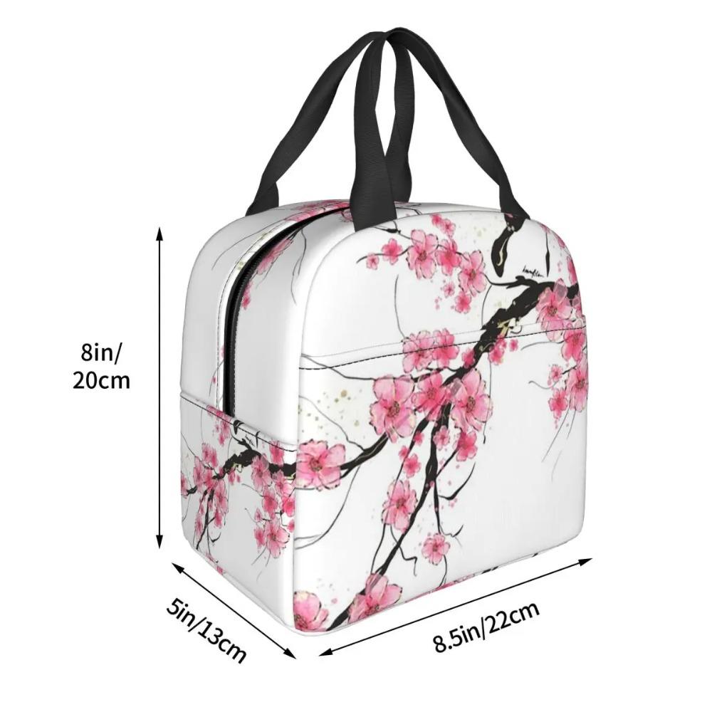 Plum Sakura Cherry Blossom Insulated Lunch Bag for Women Office Cooler Thermal Food Box Tote Portable Lunch Boxes Container