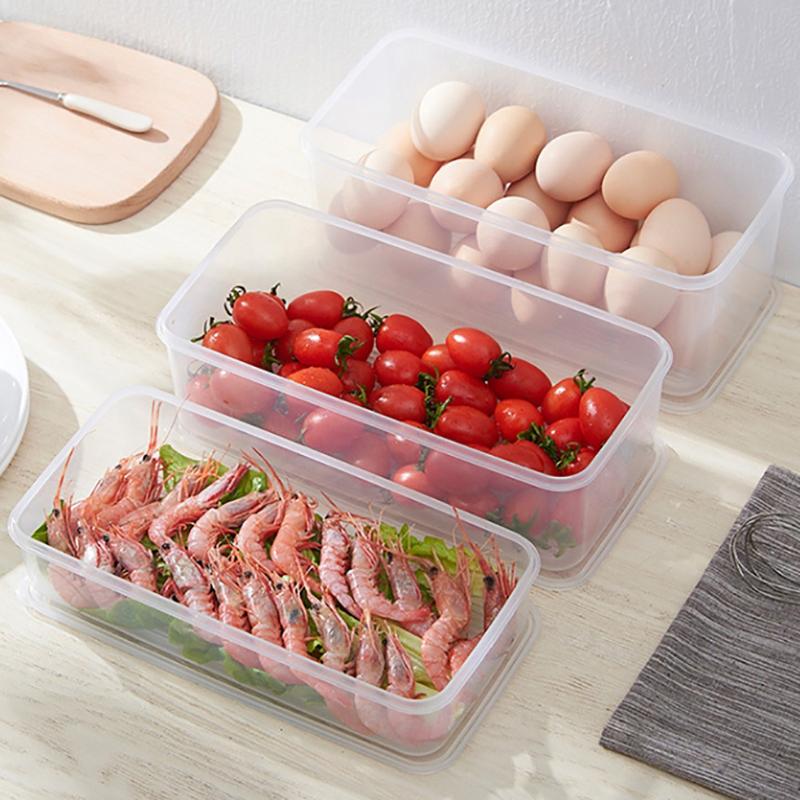 1Pc Covered Rectangular Refrigerator Fresh-Keeping Storage Box Plastic Transparent Large Capacity Sealed Storage Box