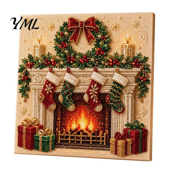 Set Artistico Scena Invernale Fai da Te Kit Pittura con Perle Finte di Natale, Decorazioni Festive 3D con Perline di Natale Progetto Creativo Festivo per Adulti, Decorazione Murale per la Casa