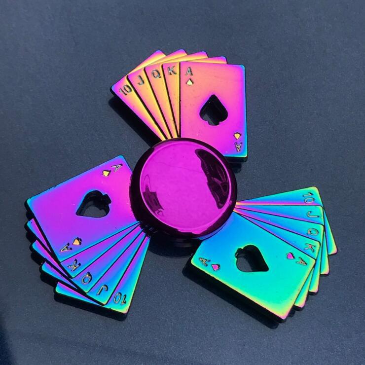 Colorful Zinc Alloy Fidget Spinner: Black Tech Stress-Relief Toy for Students and Kids.