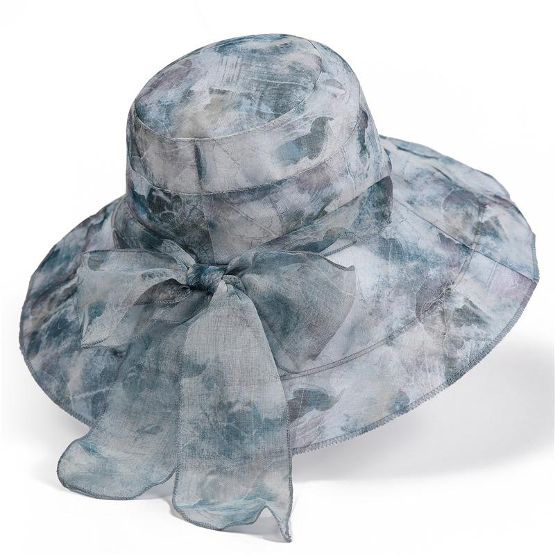Sunscreen Hat Women's Summer Eaves UV Protection Bow Sun Hat Outdoor Travel Sun Hat