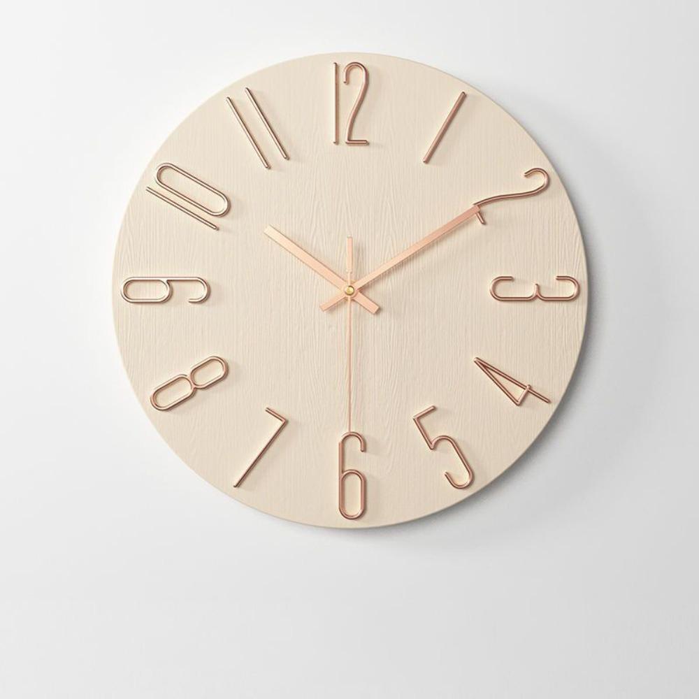 

Silent Wood Grain Clock Round Shape Scale Clock Nordic Fashion Wall Hanging Clock Bedroom