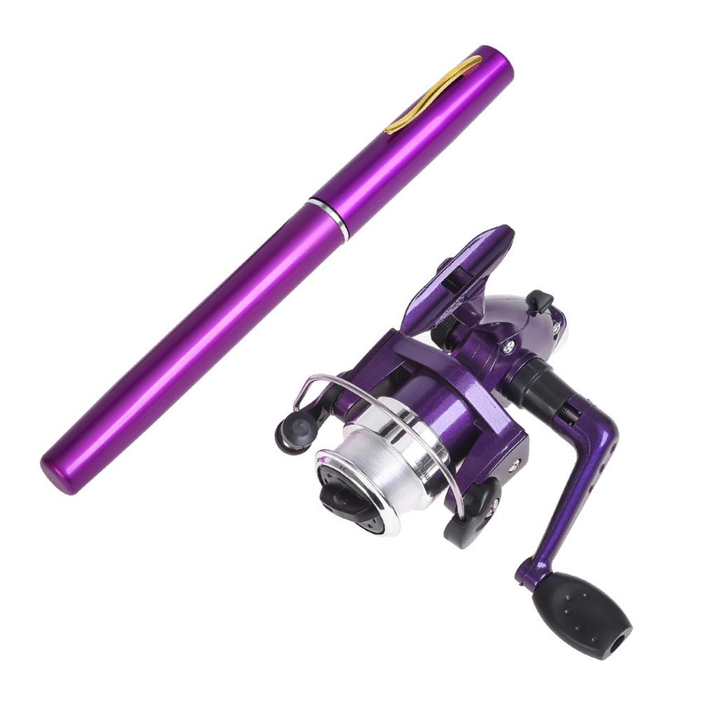 Aluminum Pen Style Fishing Rod with Fishing Reel Accessories Set Mini Telescopic Pocket Pen Shape Fishing Rod Reel Set