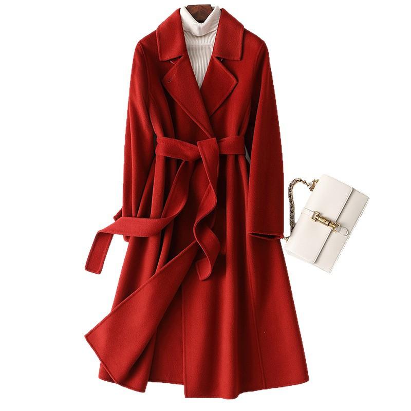 New double-sided cashmere coat female slim and thin Hepburn long oversize woolen coat