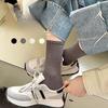 Women's Breathable Socks, Women's Boneless Socks, Spring and Autumn Casual Solid Color Simple Mid-calf Sweat-absorbing Long Socks