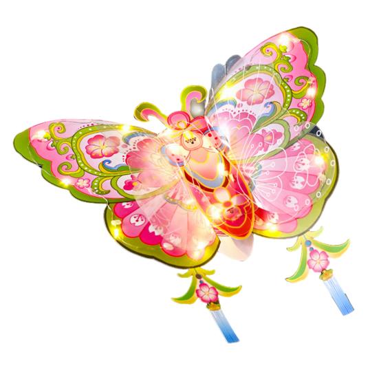 Butterfly Lantern Handheld Spring FestivalDecor DIY Chinese Traditional Lantern for Hanfu Cosplay Chinese New Year Mid-Autumn Festival Decoration