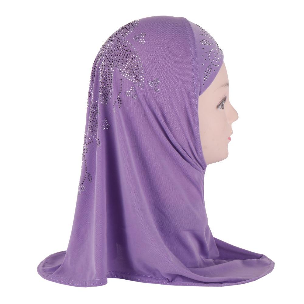 with Crystal Flower Pattern Muslim Headscarf Fit 2-6 Years Old Hat Scarves Islamic Scarf