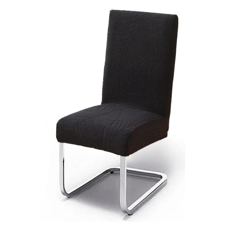 Утолщенный чехол на стул, жаккардовый с лиственным узором, для дома, отеля, чехол на обеденный стул, эластичный пылезащитный чехол на стул, высококачественный, специальный для regular chair cover чёрный