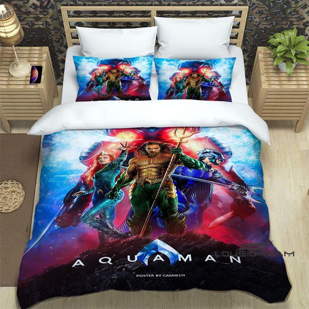 The *Aquaman* fantasy movie duvet cover and pillowcase bedding set is the perfect choice for decorating boys' and girls' bedroom