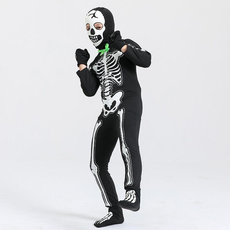 Kids Halloween Skeleton Costume For Boys And Girls Glow In The Dark Skeleton Jumpsuit Stage Performance Bodysuit Costumes