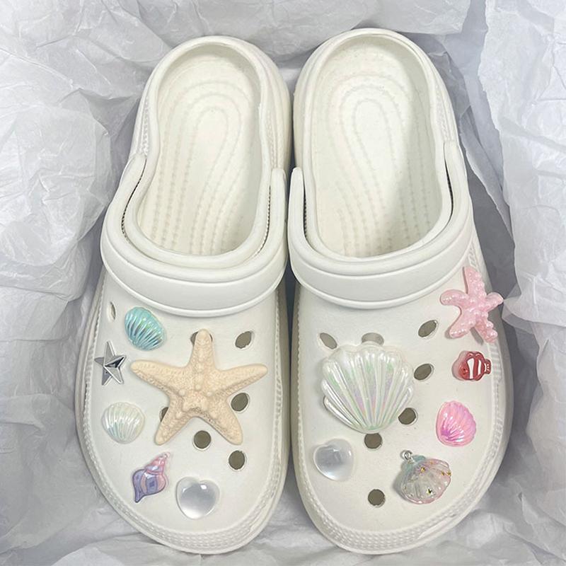 12Pcs Hawaiian Starfish Shoe Buckles Removable Shoe Accessories Diy Shoe Flower Women'S Beach Shoes Decorative Buckle Ornaments