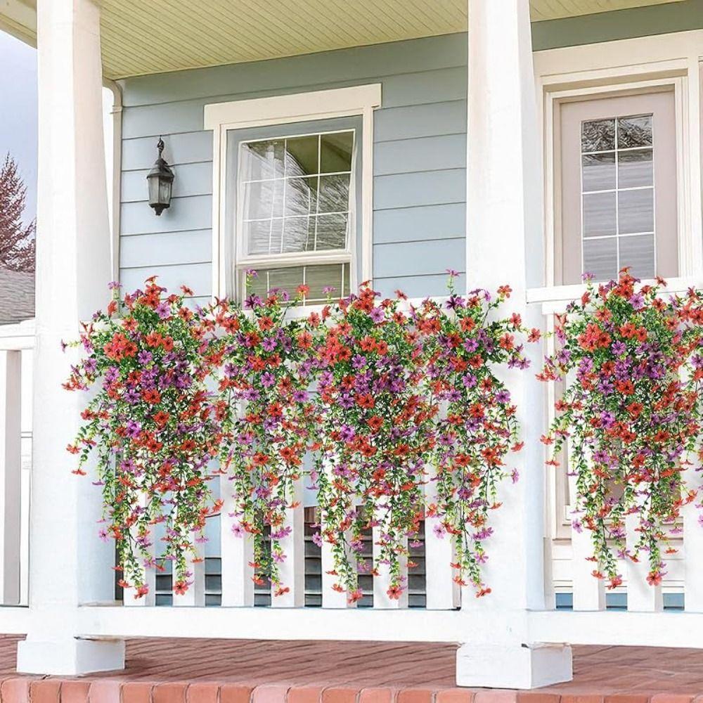 Multicolor Violet Artificial Flower Silk Petals Green Eucalyptus Simulation Flower Vine DIY Accessories Hanging Decoration