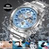 Skmei Military Sports Watches for Mens Analog Digital Display LED Waterproof Chronograph Three Time Zones Quartz Calendar Watch