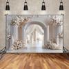 MOON.QG Wedding Arch Photocall Photobooth Backdrop White Curtains Flower Rose Photozone Photography Shooting Studio Background