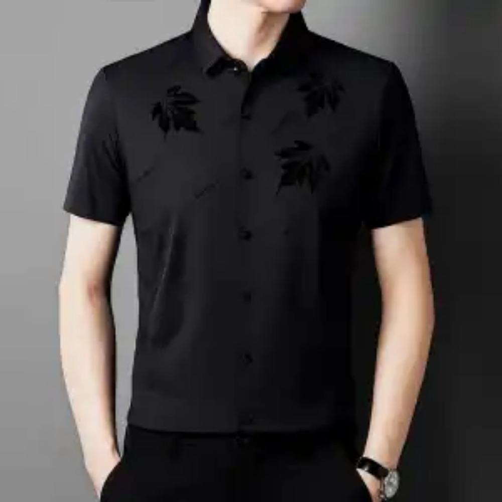 New Summer High-end Atmospheric Casual Minimalist Business Fashion Printed Wrinkle Resistant Breathable Short Sleeved Shirt