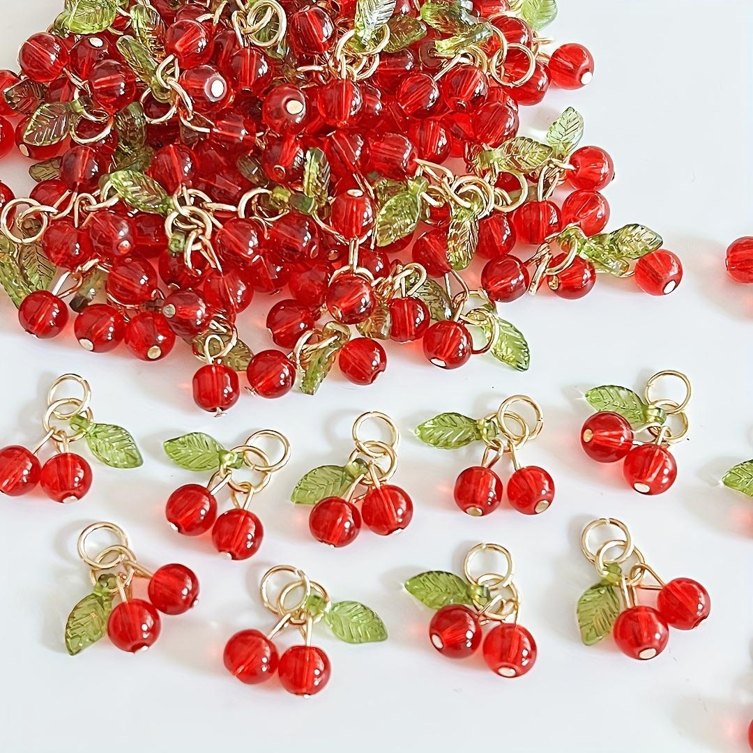 

[20 Pack Cherry Pendant Charms] 20/30 Pack Cherry Pendant Fruit Charms, Red Glass Bead Jewelry Accessories for DIY Necklaces, Ea 20pcs Вишня